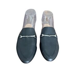 Rachel Zoe Black Silver Horsebit Mule Loafers Slip On Flats Womens Size 6.5